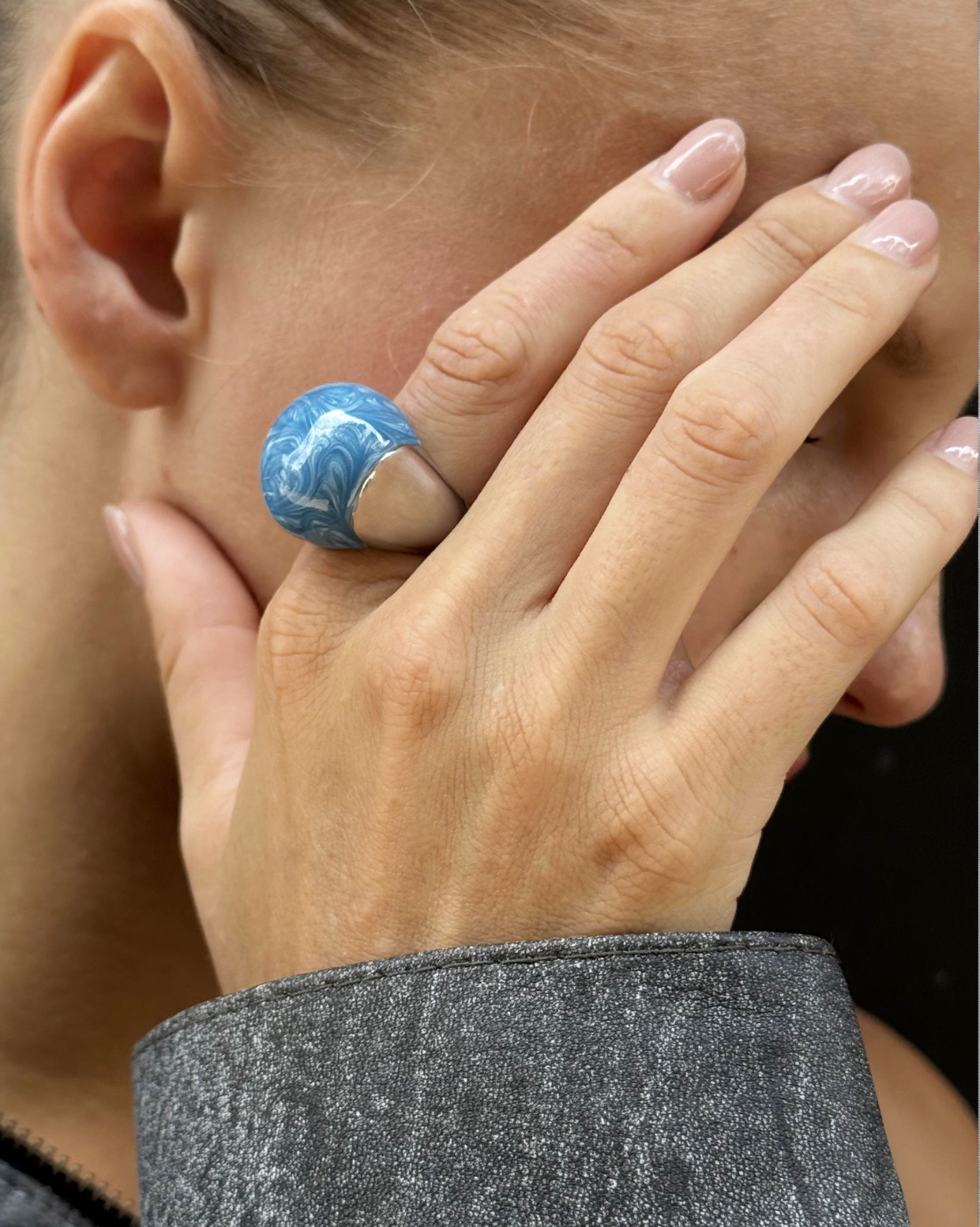 Azure Sculptural Silver Minimalist Ring