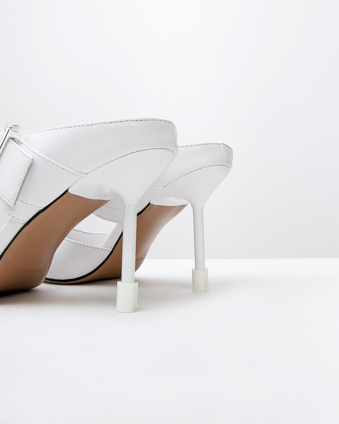White Metal Tip Heels
