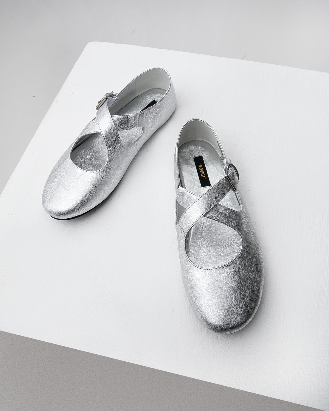Silver Mary Jane Flats