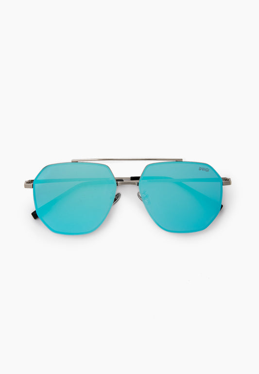 Blue Mirrored Aviator Sunglasses