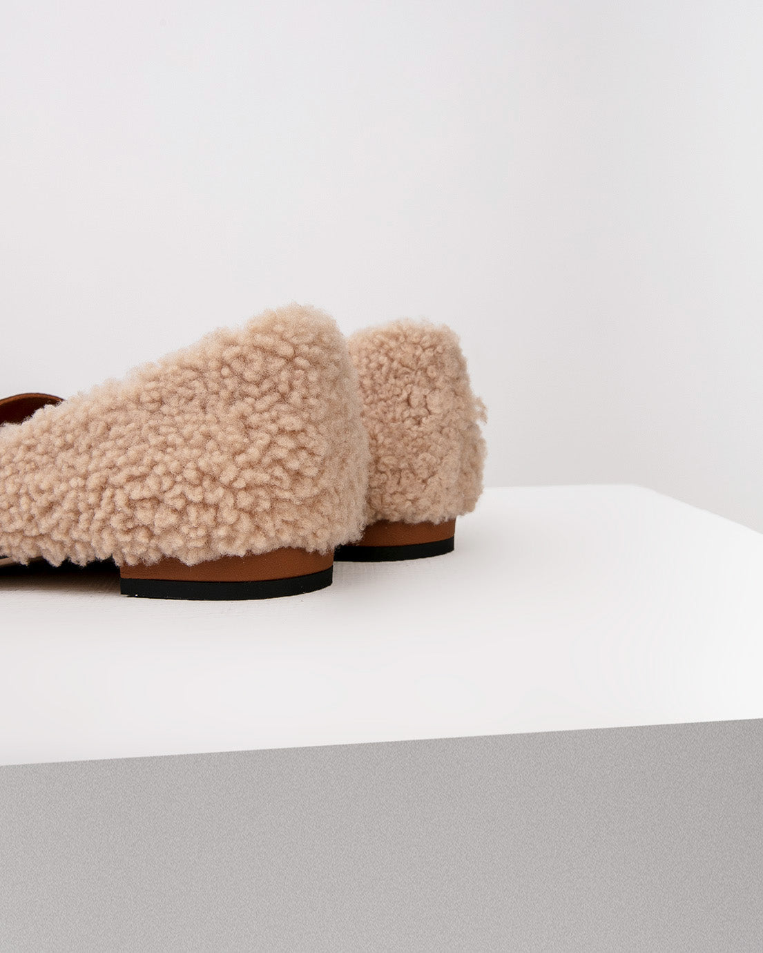 Beige Shearling Flats