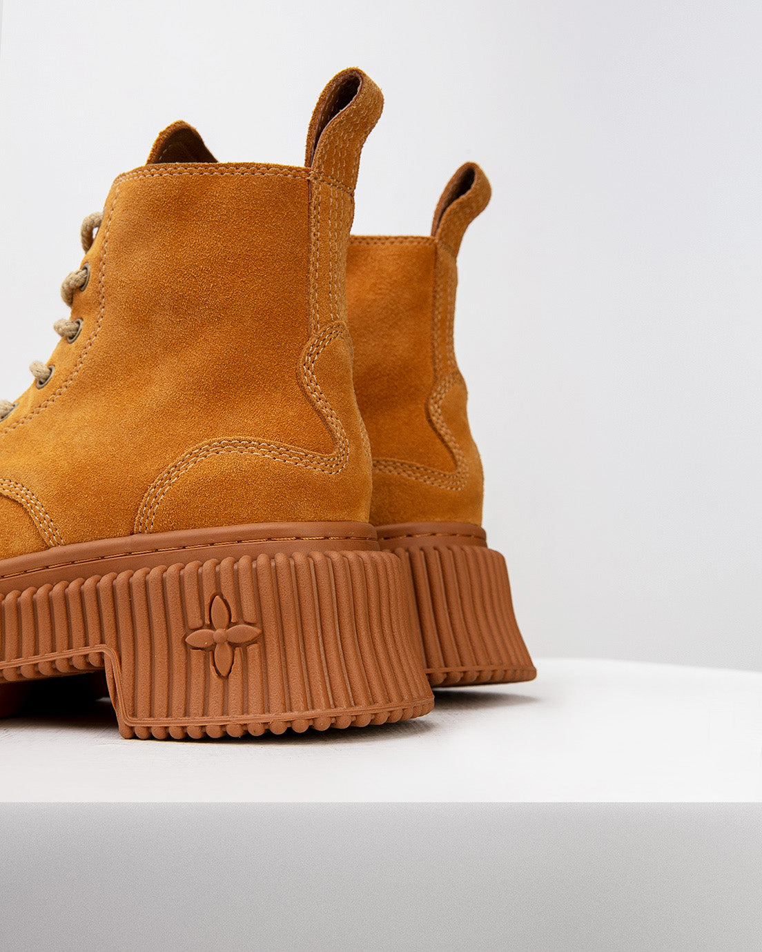 Orange Suede Platform Boots