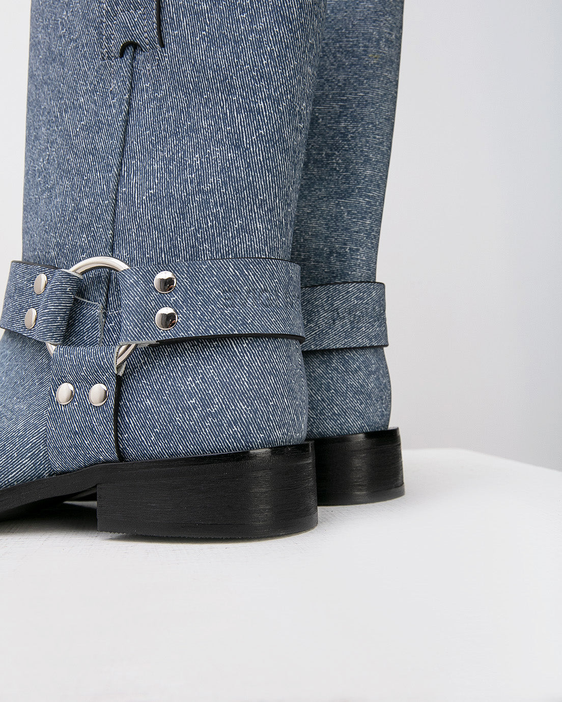 Denim Moto Boots