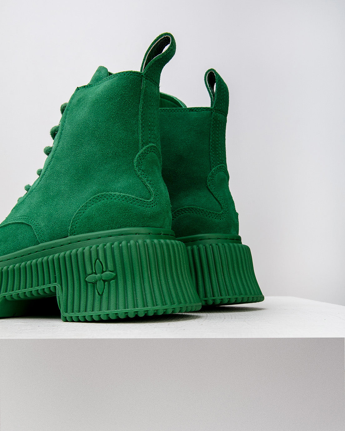 Green Suede Platform Boots