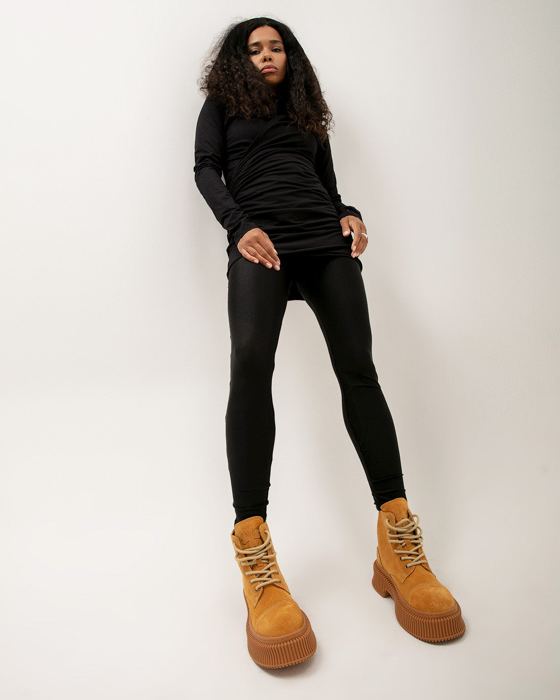Orange Suede Platform Boots