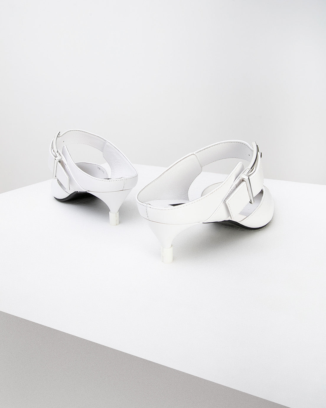 White Buckle Heels