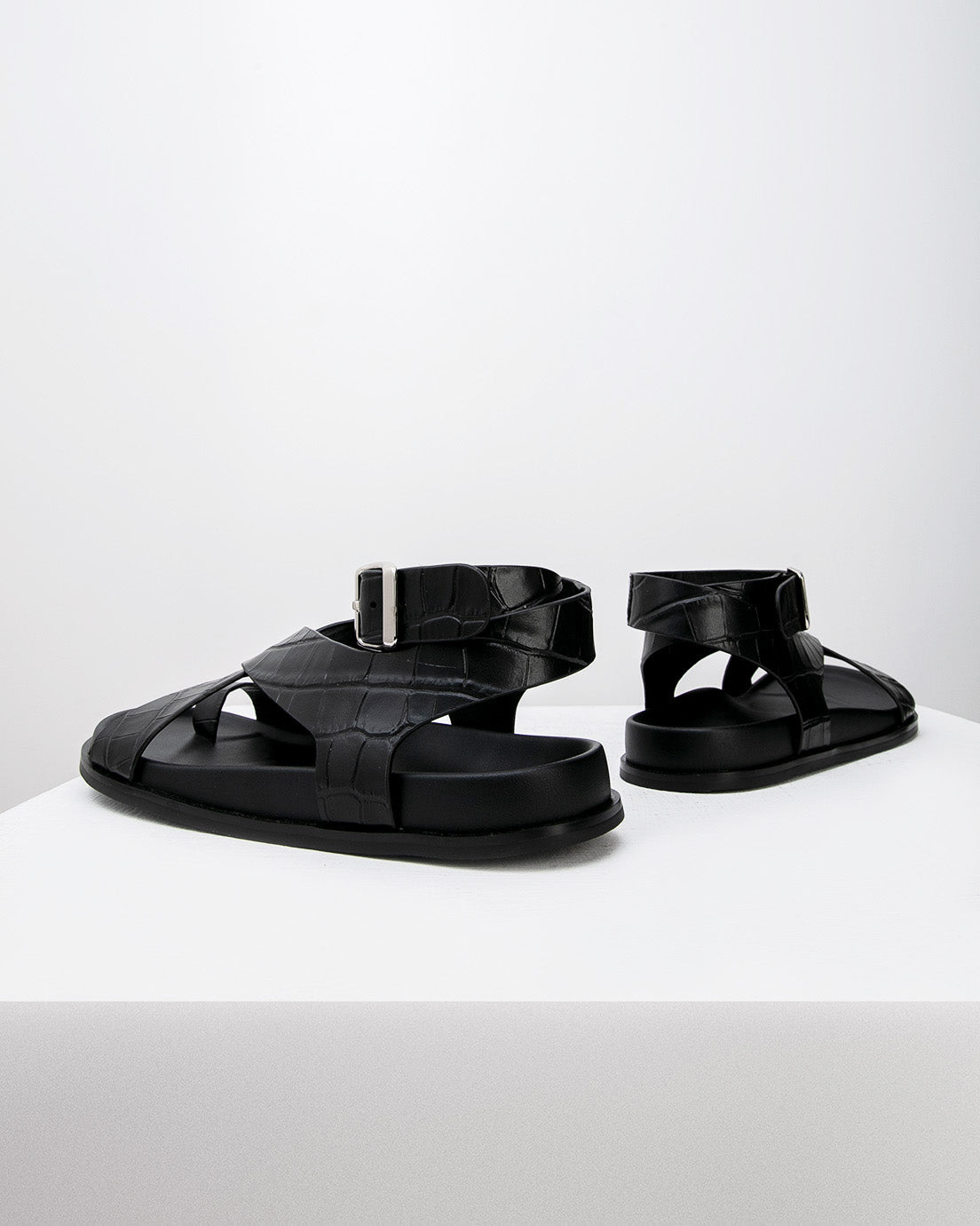Black Croc Sandals