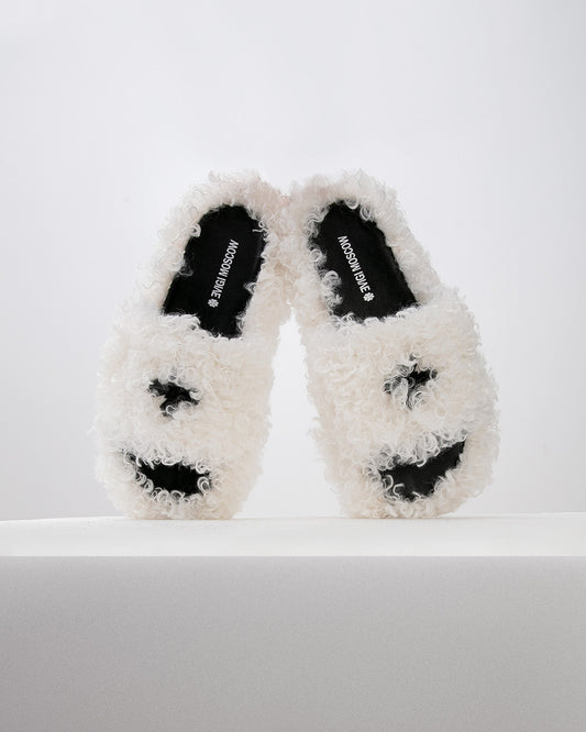 Ivory Curly Slippers