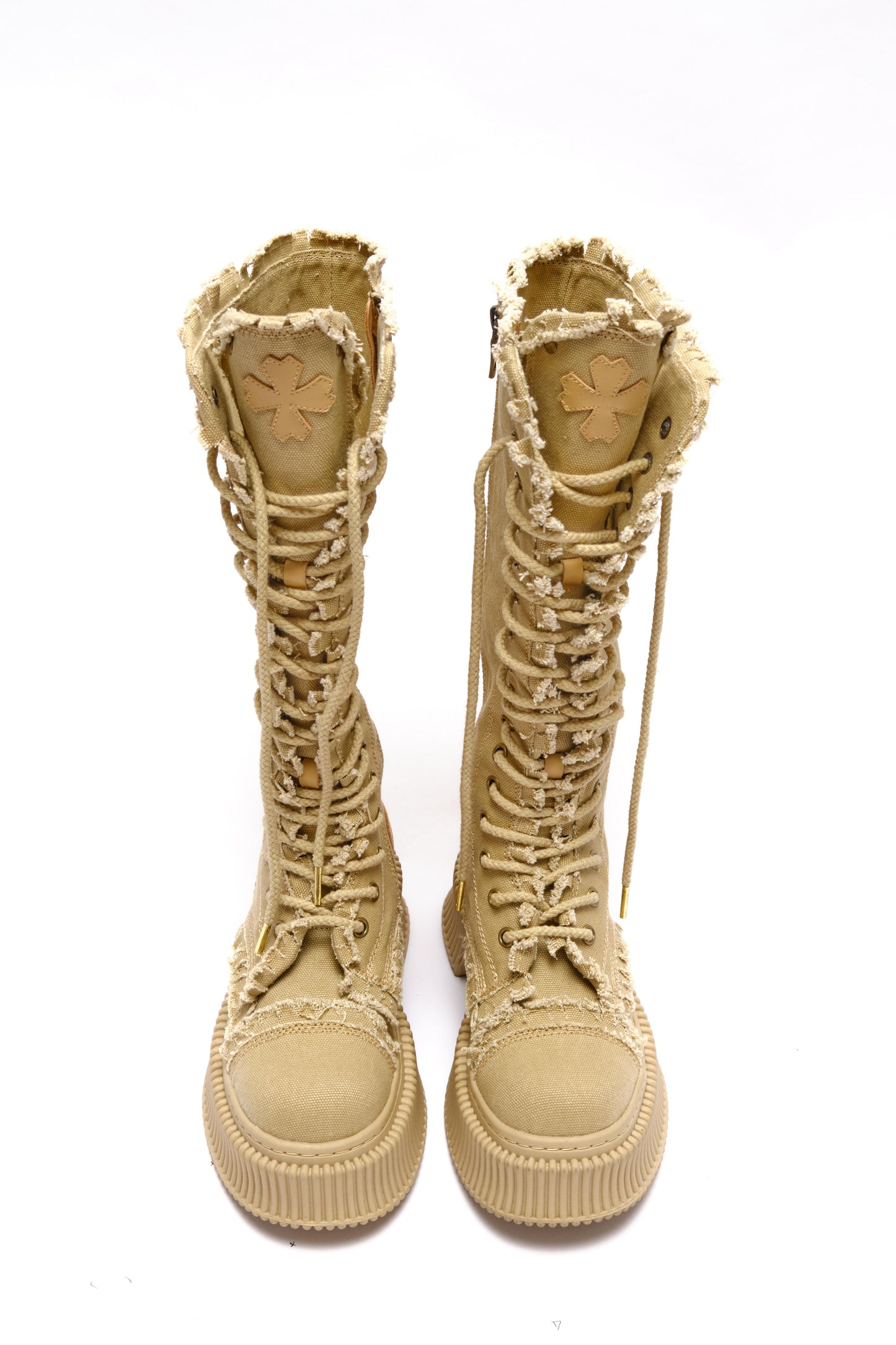 Beige Knee-High Boots