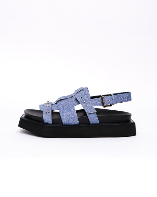 Blue Textured Sandals