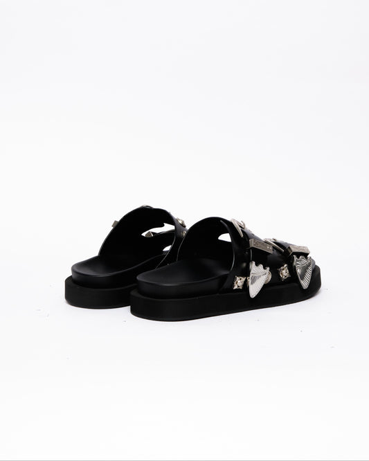 Black Studded Slides