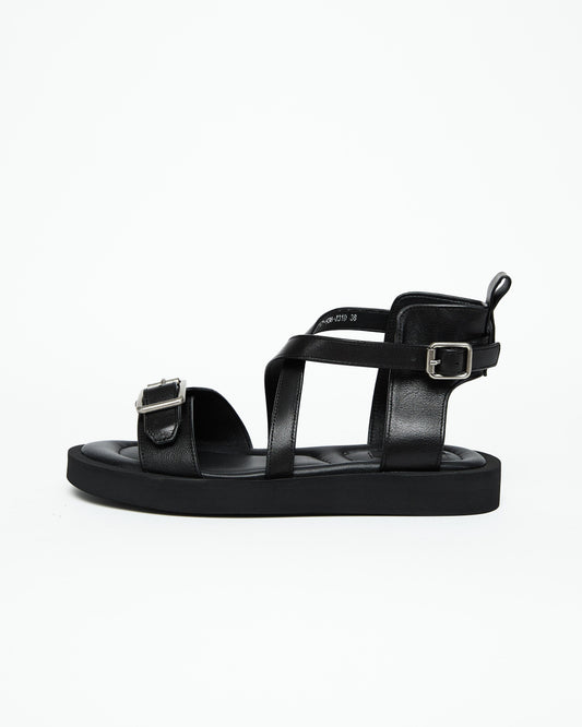 Black Buckle Sandals