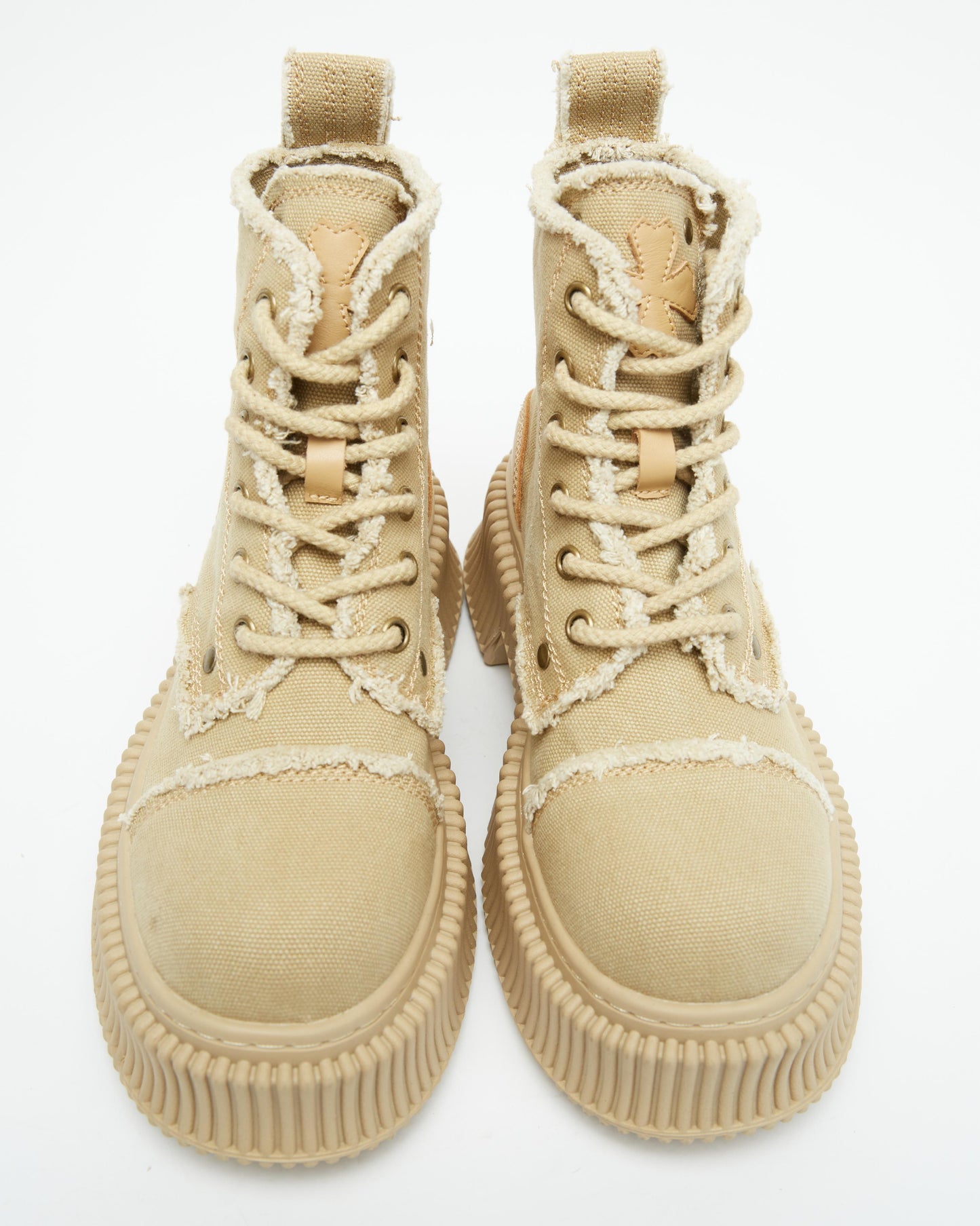 Beige Canvas Boots