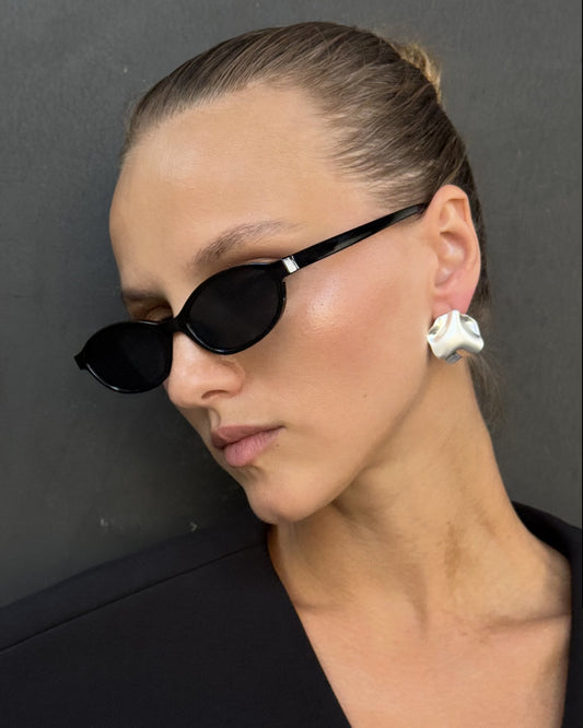 Abstract Sculptural Stud Silver Earrings