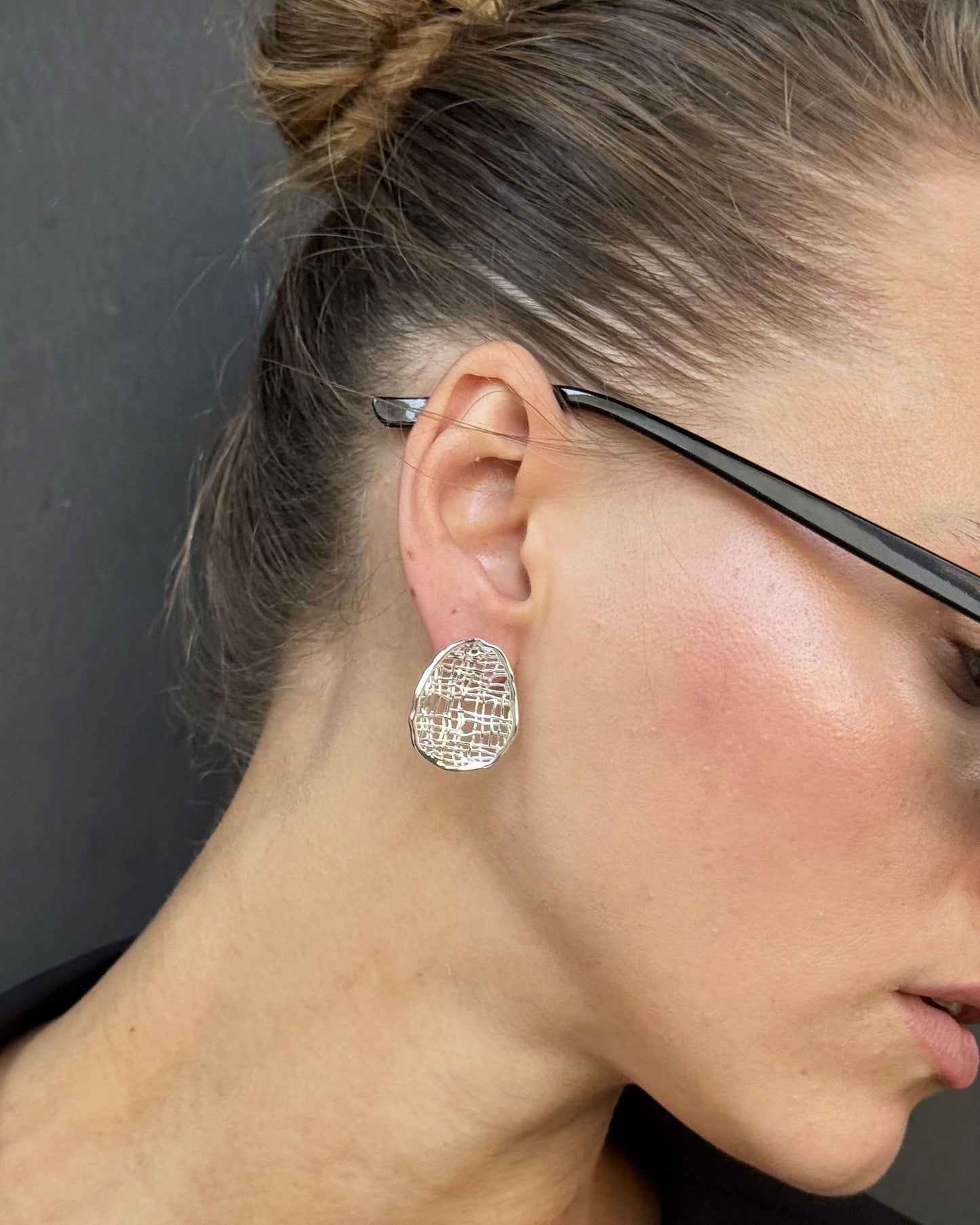 Textured Organic Stud Silver Earrings