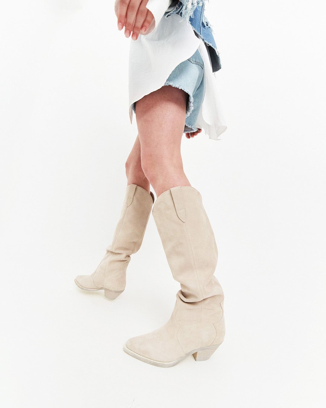 Cream Knee Boots