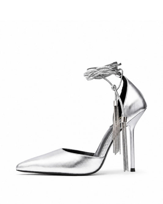 Silver Tassel Heels