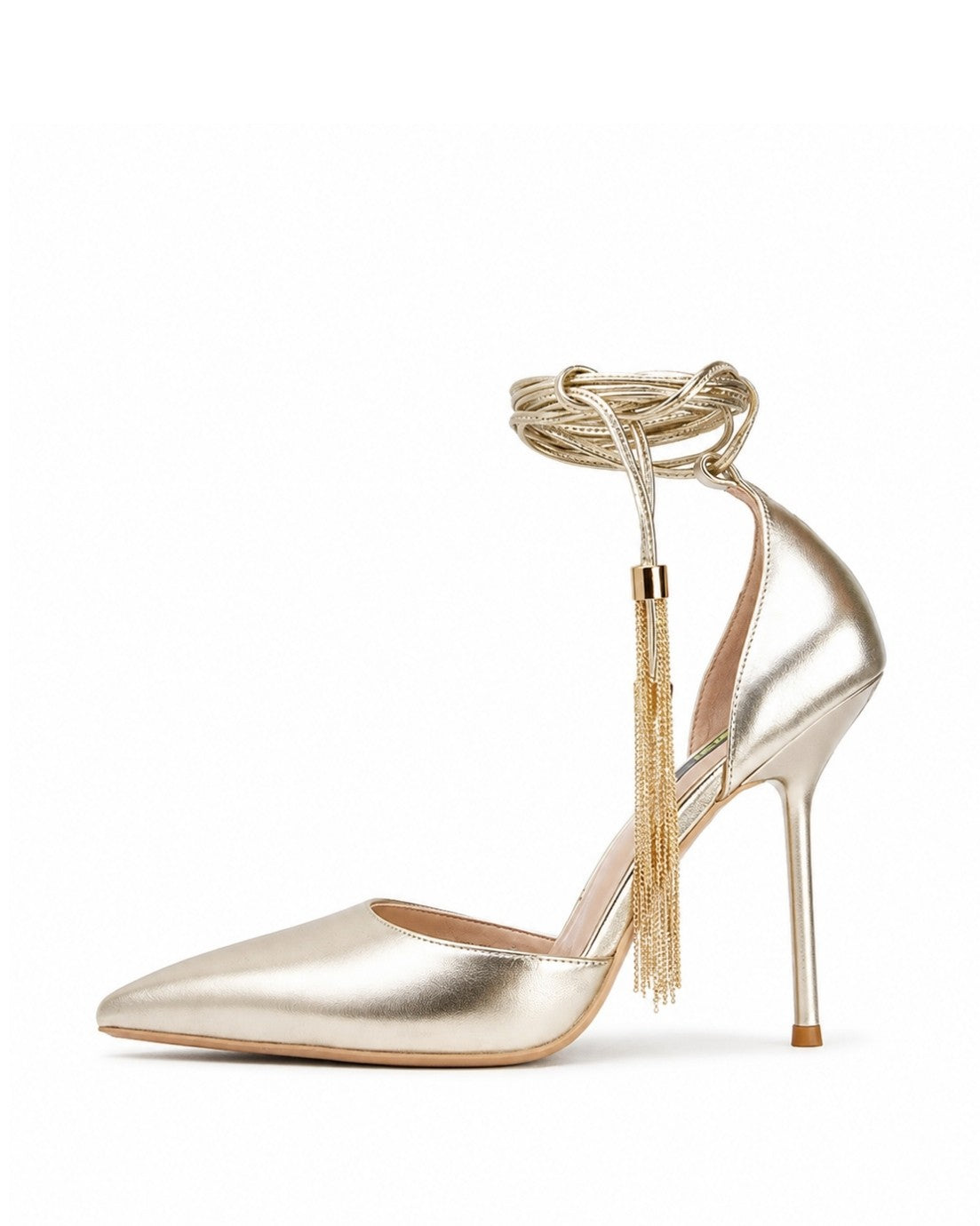 Gold Lace-Up Heels