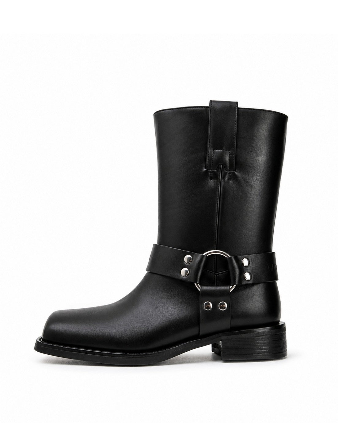 Black Leather Harness Boots