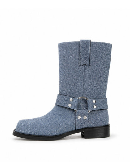 Denim Moto Boots
