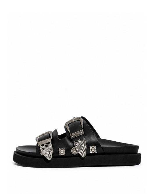Black Studded Slides