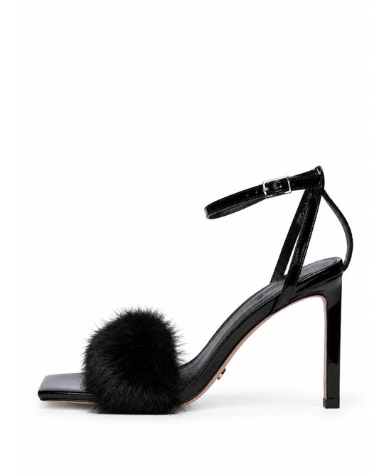 Night-Out Black Fur Heels