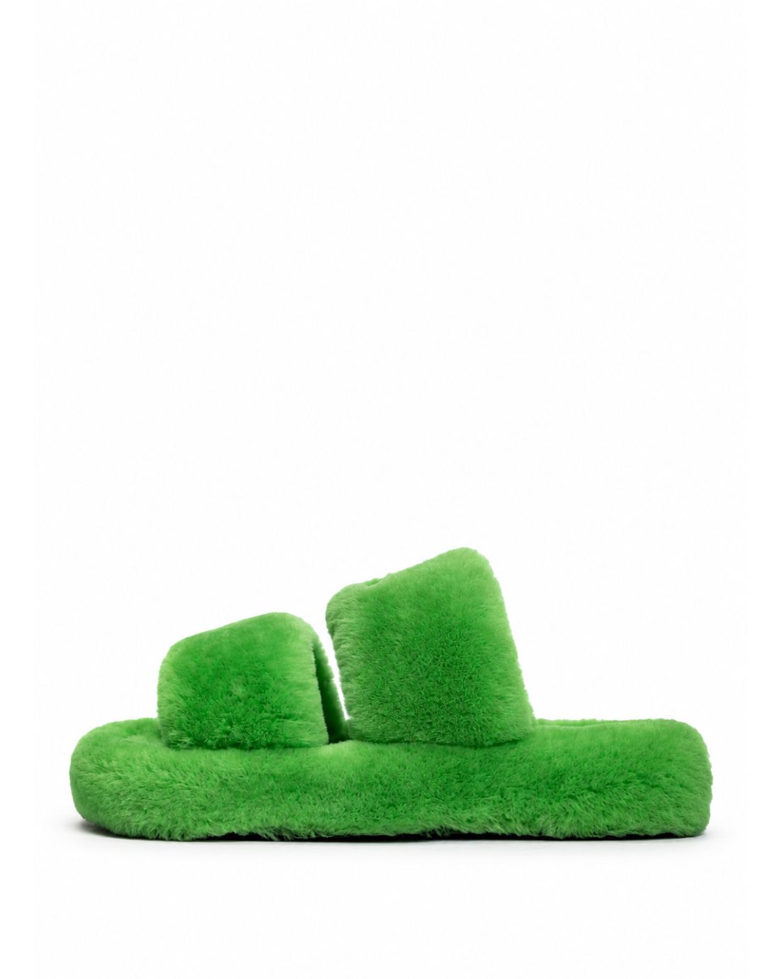Green Fur Slippers