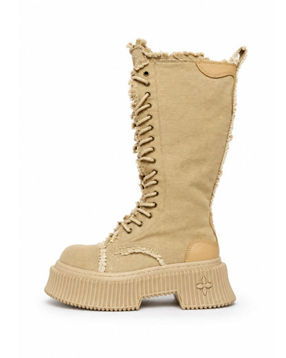 Beige Knee-High Boots