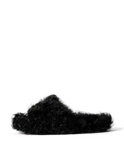 Black Curly Slippers