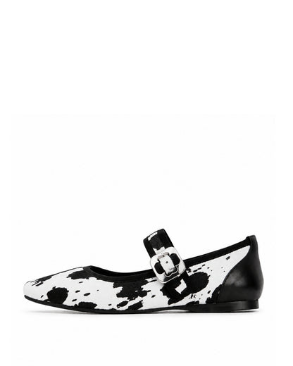 Cow Print Mary Jane Flats