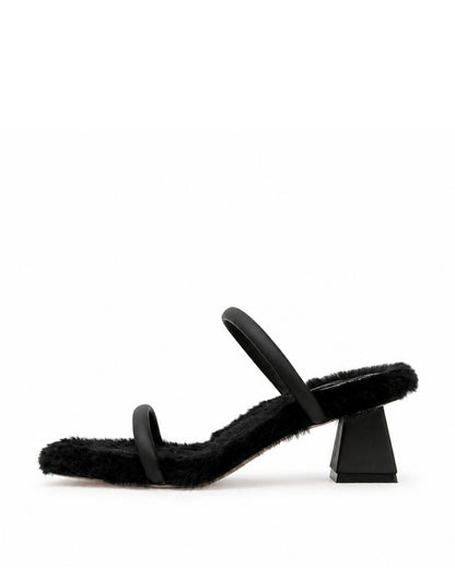 Black Fur Mules
