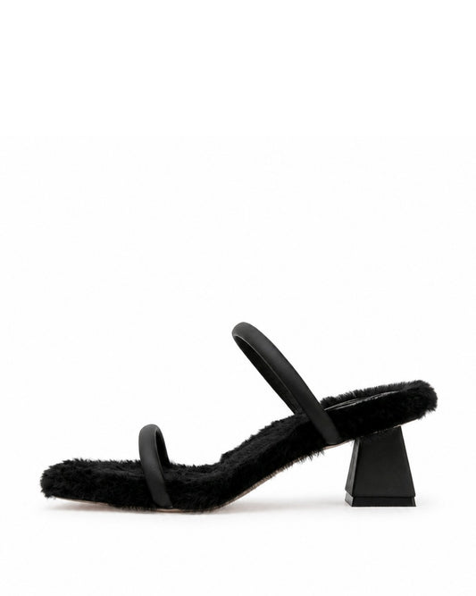 Black Fur Mules