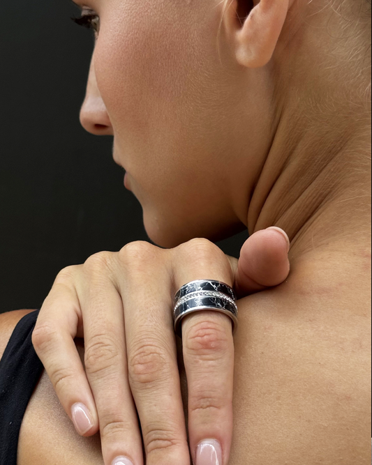Black Marble Statement Ring