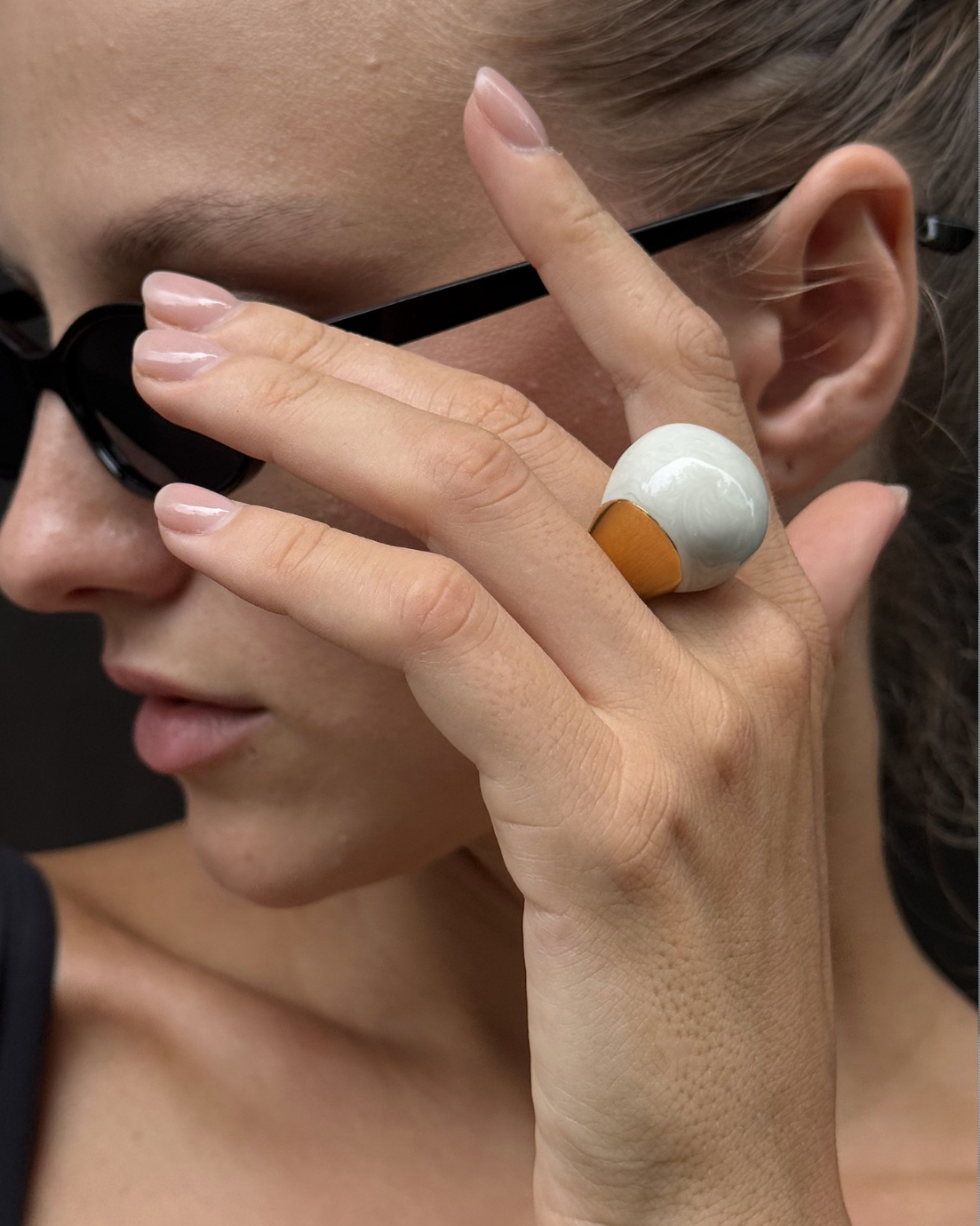 Ivory Sculptural Gold Minimalist Ring