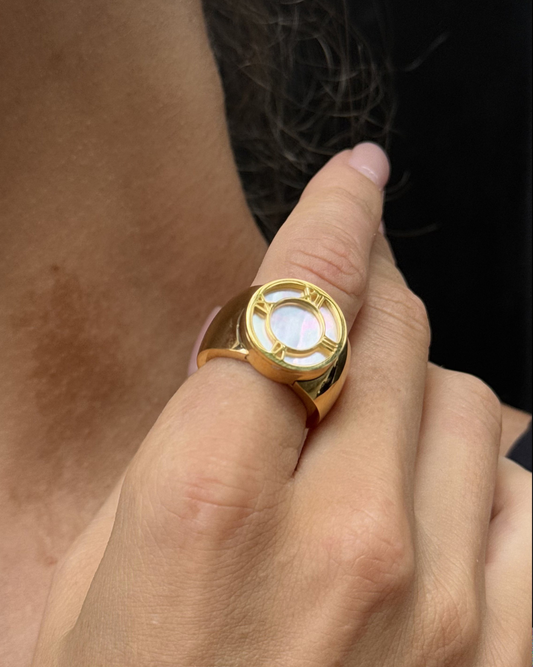 Gold Dial Statement Ring