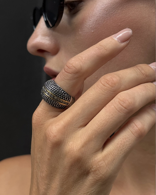 Textured Band Statement Ring for Women