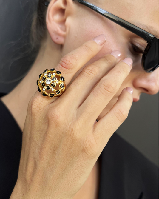 Floral Crystal Statement Ring