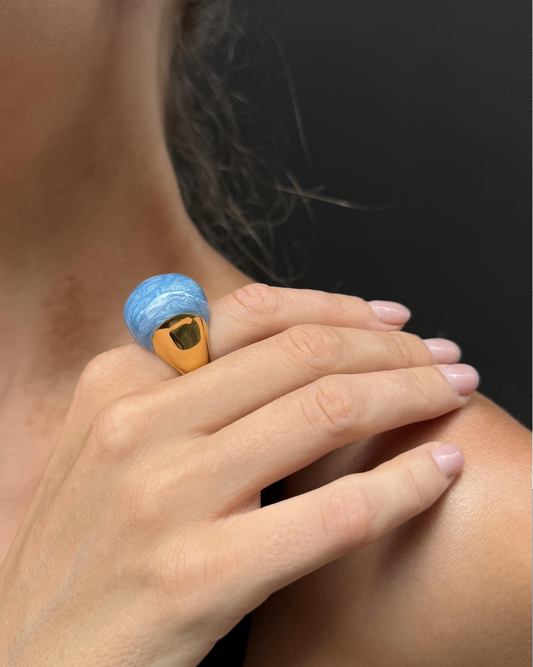 Azure Sculptural Gold Minimalist Ring