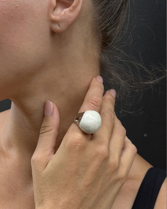 Ivory Sculptural Silver Minimalist Ring