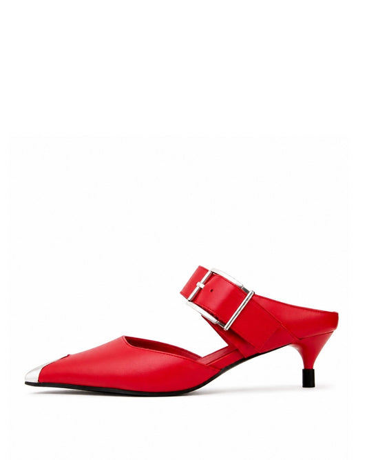 Red Buckle Mules