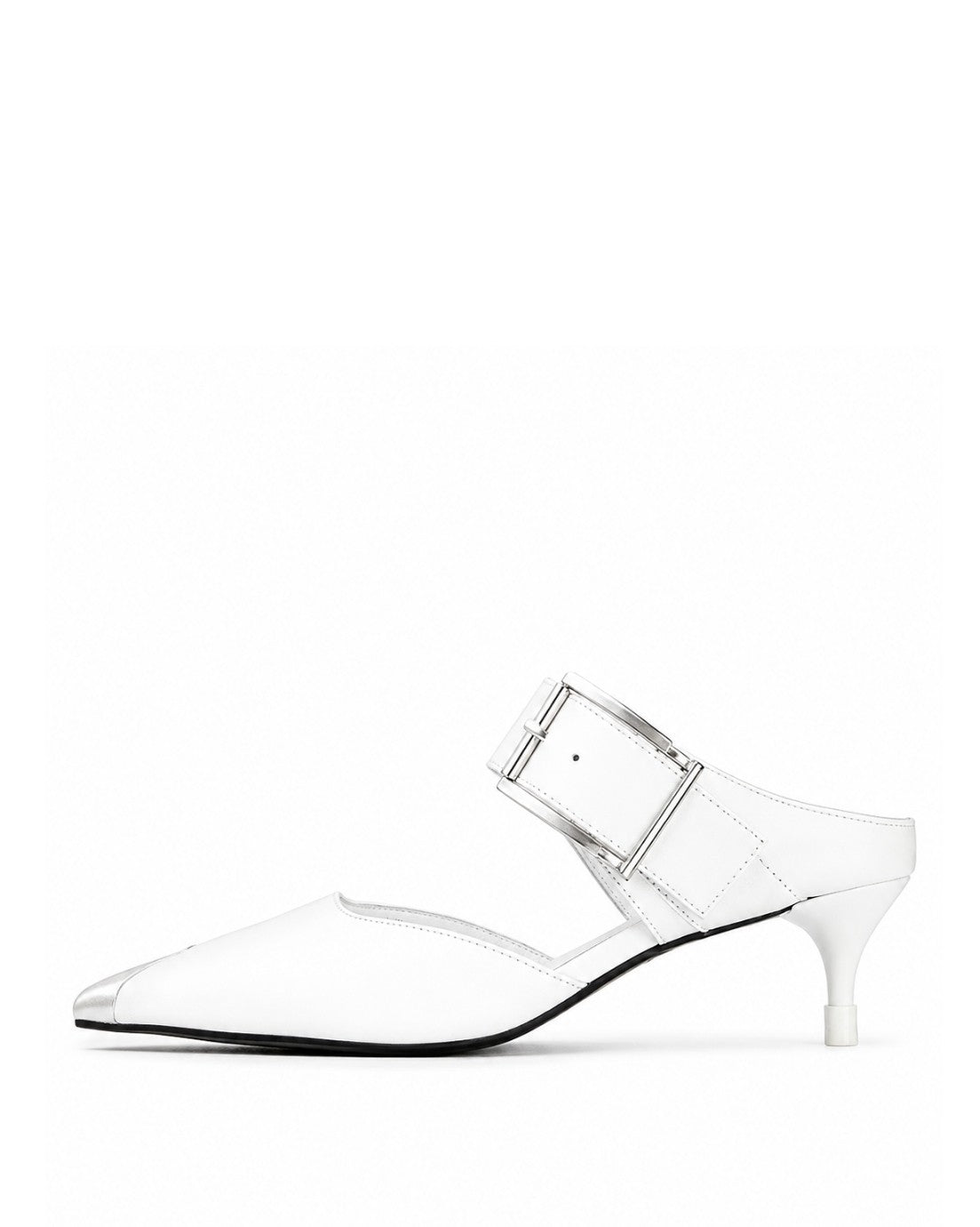 White Buckle Heels