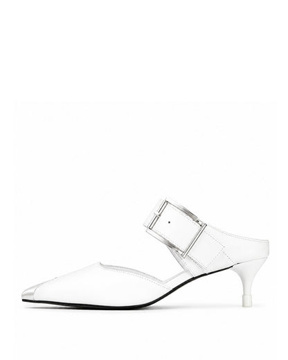 White Buckle Heels