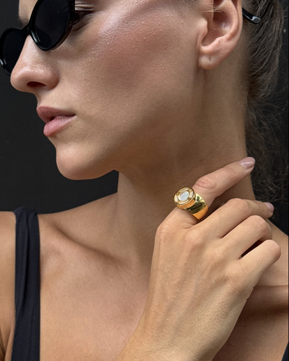 Gold Dial Statement Ring