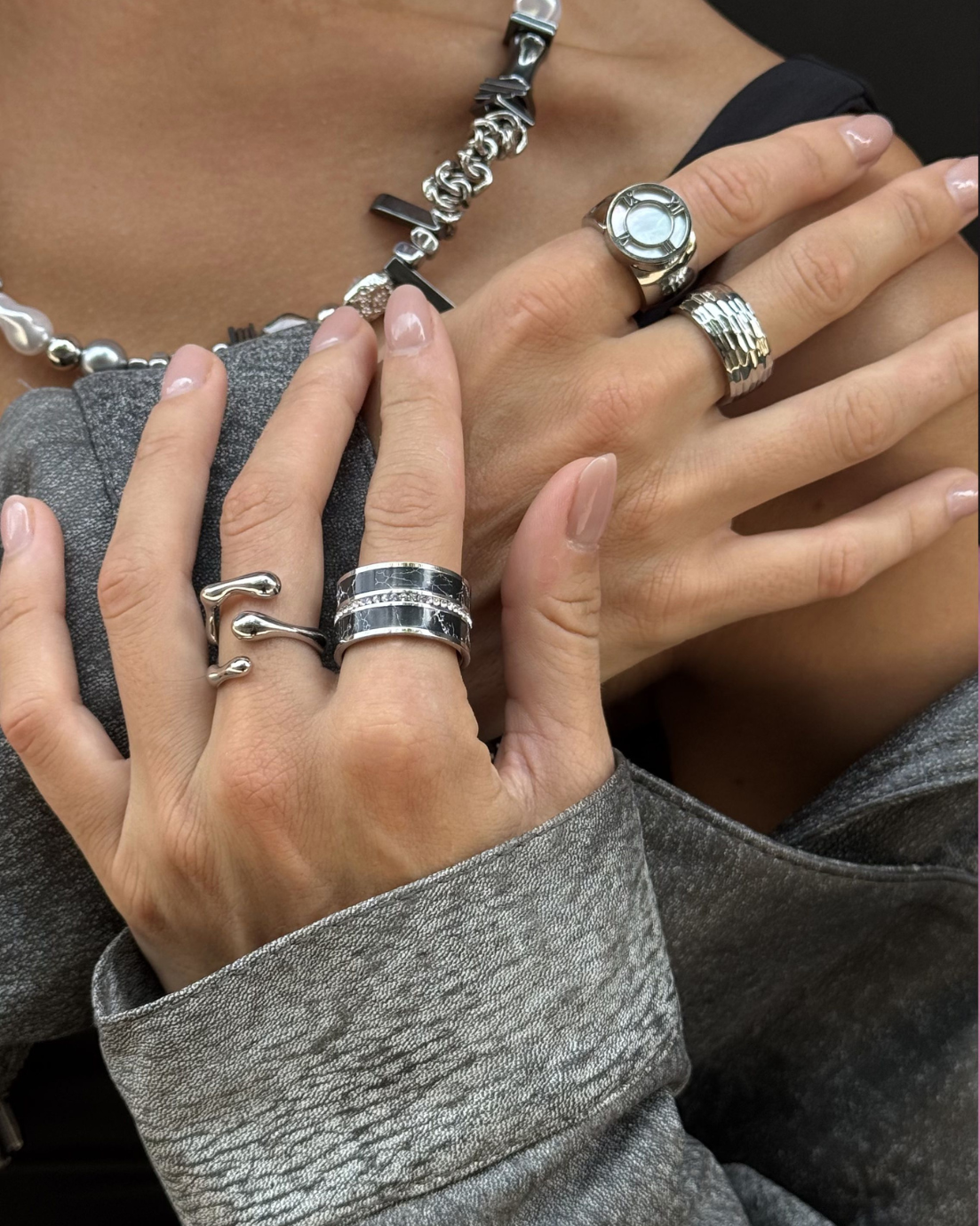 Black Marble Statement Ring