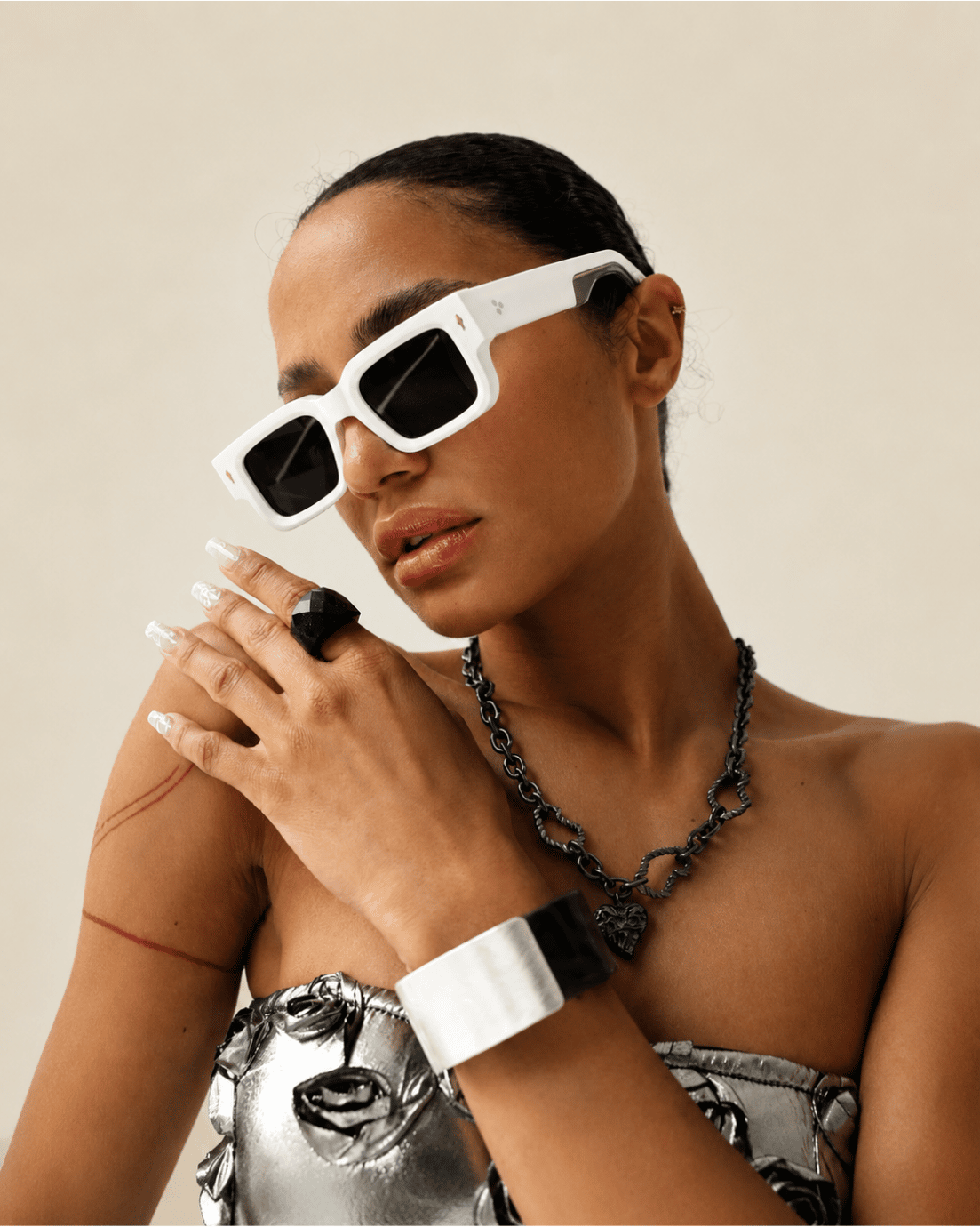 White Retro Sunglasses