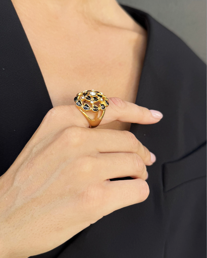 Floral Crystal Statement Ring