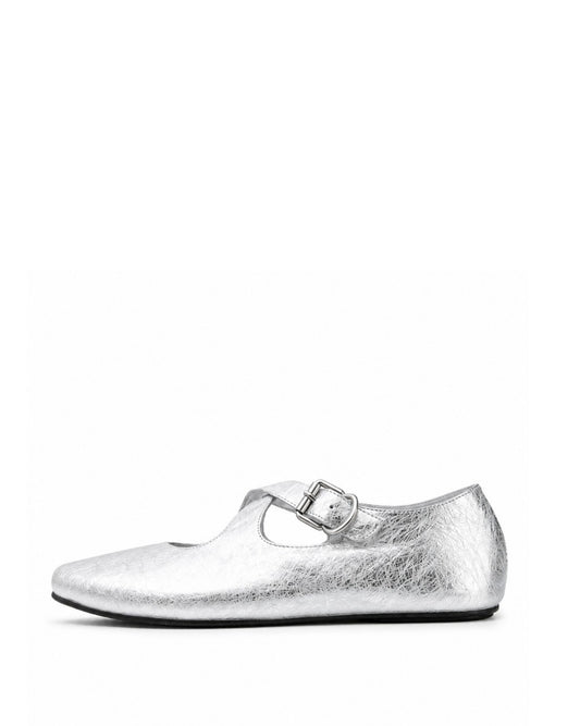 Silver Mary Jane Flats