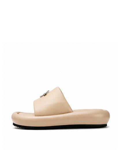 Beige Platform Slides