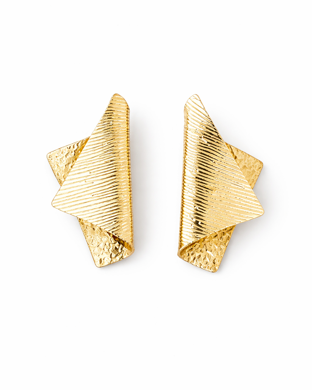 Layered Textured Stud Gold Earrings
