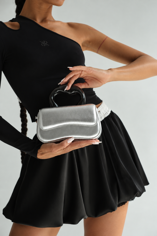 Silver Sculptural-Handle Evening Bag